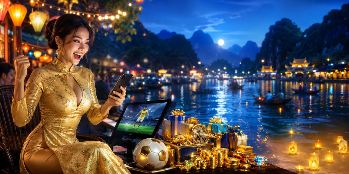 Thiếu nữ áo dài Ninh Bình đăng ký tài khoản và nhập mã voucher bonus trên điện thoại
