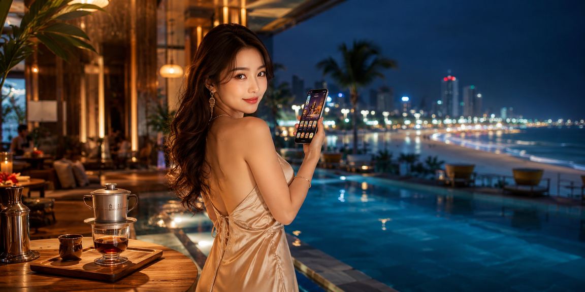 Người dùng tại Việt Nam sử dụng ứng dụng sxdl trên điện thoại bên tách cà phê